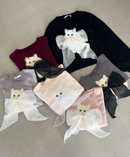 フワフワネコちゃんリボンニット/MAJESTIC LEGON(マジェスティック