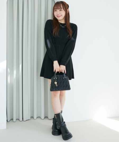 ケーブル編みフレアニットワンピース/MAJESTIC LEGON(マジェスティック