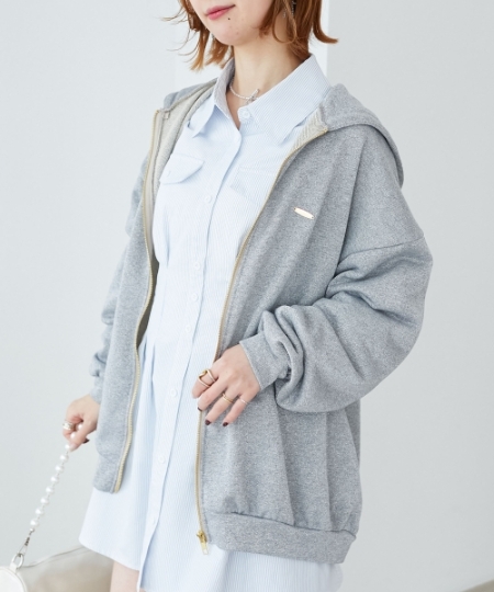 ミディ丈裏毛ジップパーカー/MAJESTIC LEGON(マジェスティックレゴン