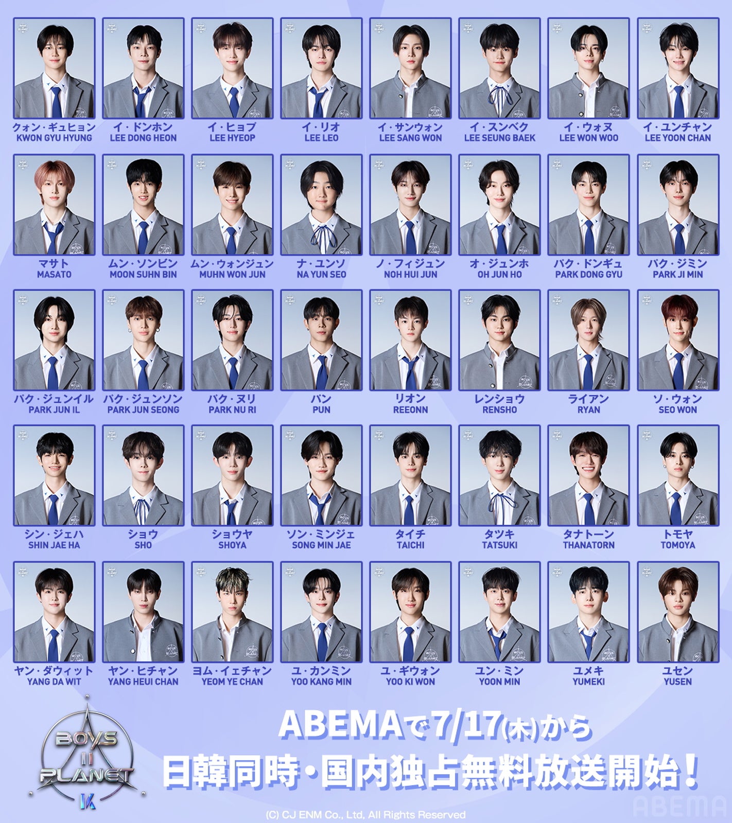 BOYS II PLANET K」（ボイプラ2 Kグループ）初回順位発表 スターレベル