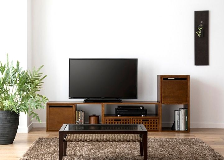 キューブ・テレビボード (GB) v02 セット ～ローボード～無垢材の素材