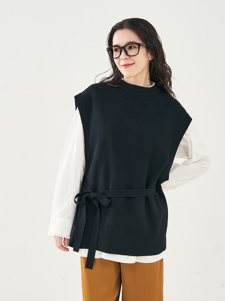 ベルト付バックスリットニットベスト｜collex / コレックス