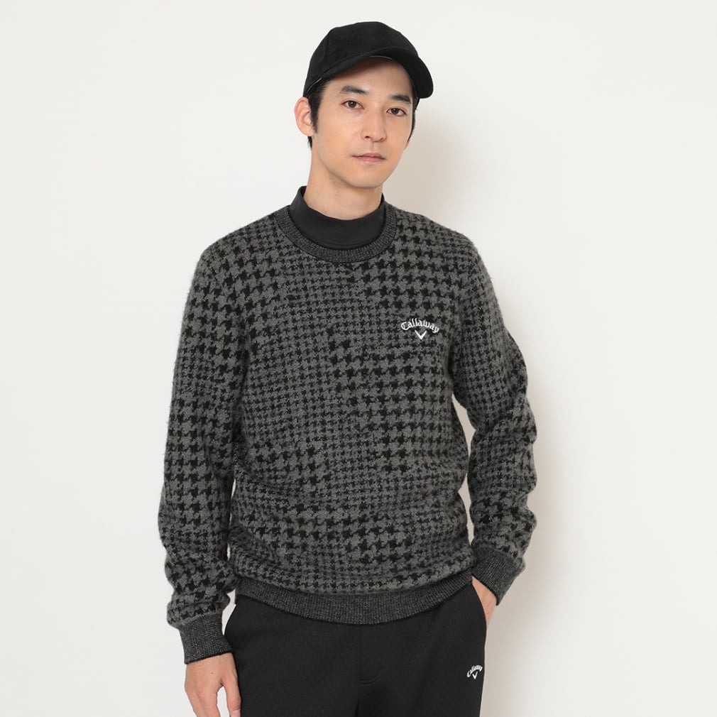 キャロウェイ ゴルフウェア 長袖セーター 秋 冬 千鳥ジャカードクルー