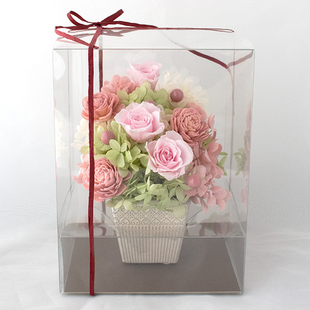 プリザーブドフラワー アレンジメント お花の香り ピンクベア ギフト