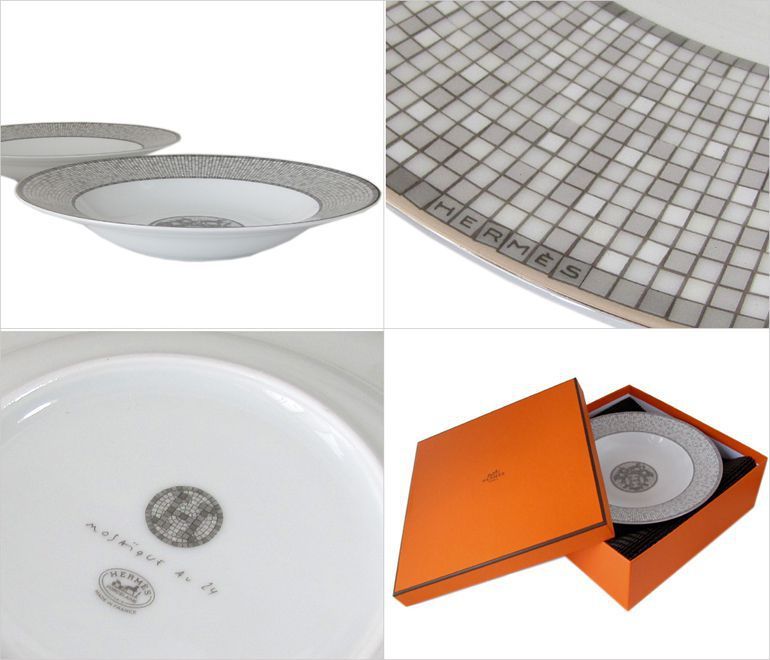エルメス 食器 HERMES モザイク ヴァンキャトル プラチナ 035013P2