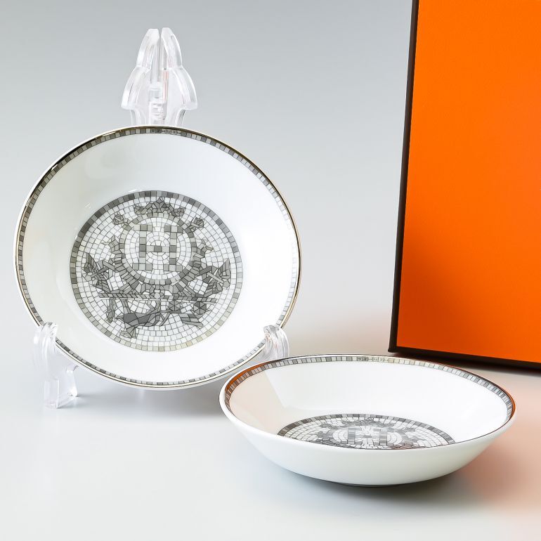エルメス 食器 HERMES モザイク24 プラチナ 35086P2 10cm クーペル