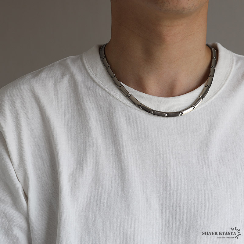 純チタン製 ゲルマニウムネックレス 磁気ネックレス シルバー Titanium