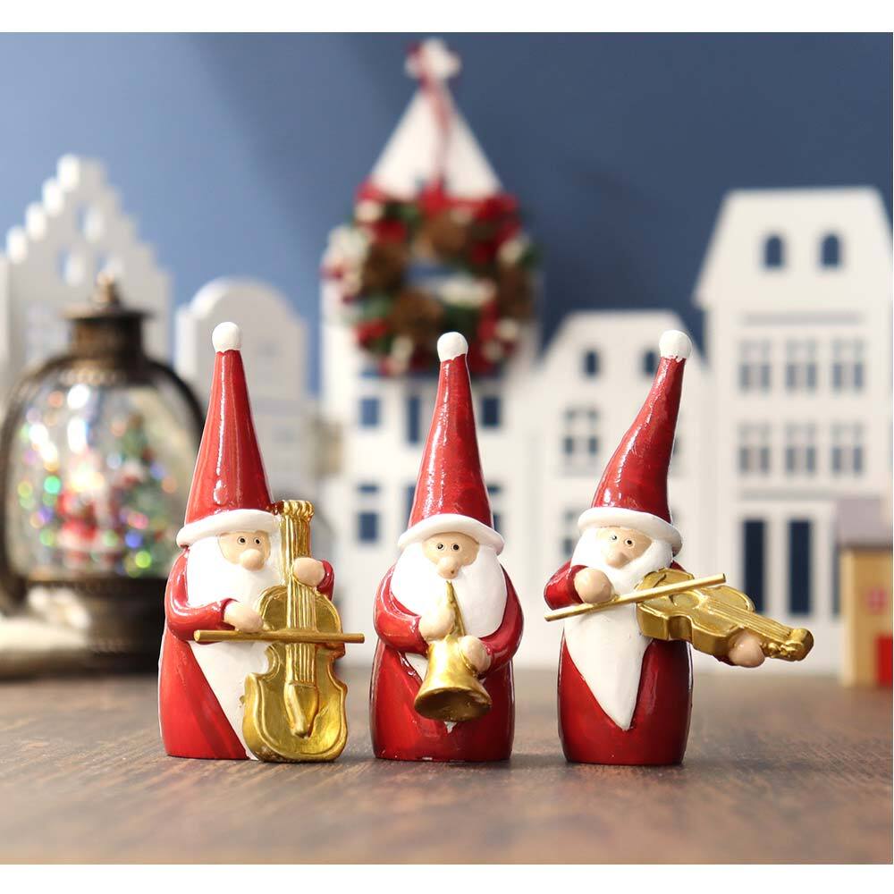 クリスマス サンタ オーナメント 3体セット オブジェ 楽器 ギフト