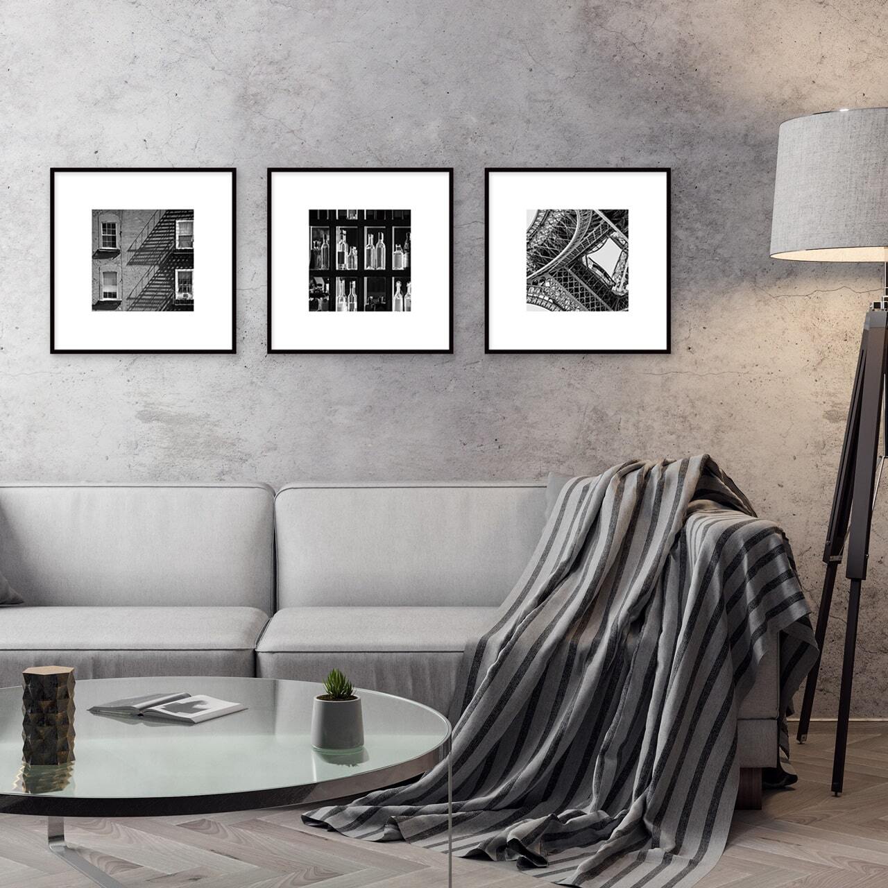 正方形 3枚 セット / 29.7cm 42cm フレーム付き 高級紙・高品質印刷