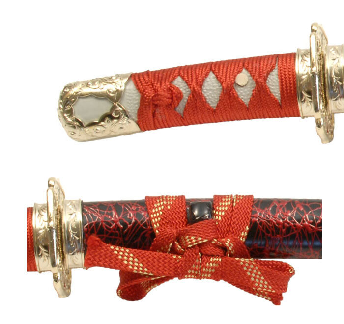 日本刀 模造刀 懐剣 ミニ 赤金雲 日本製 /全長 46cm/刃渡り 29.5cm