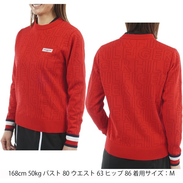 トミーヒルフィガー ゴルフ レディースドットロゴ クルーネックニット