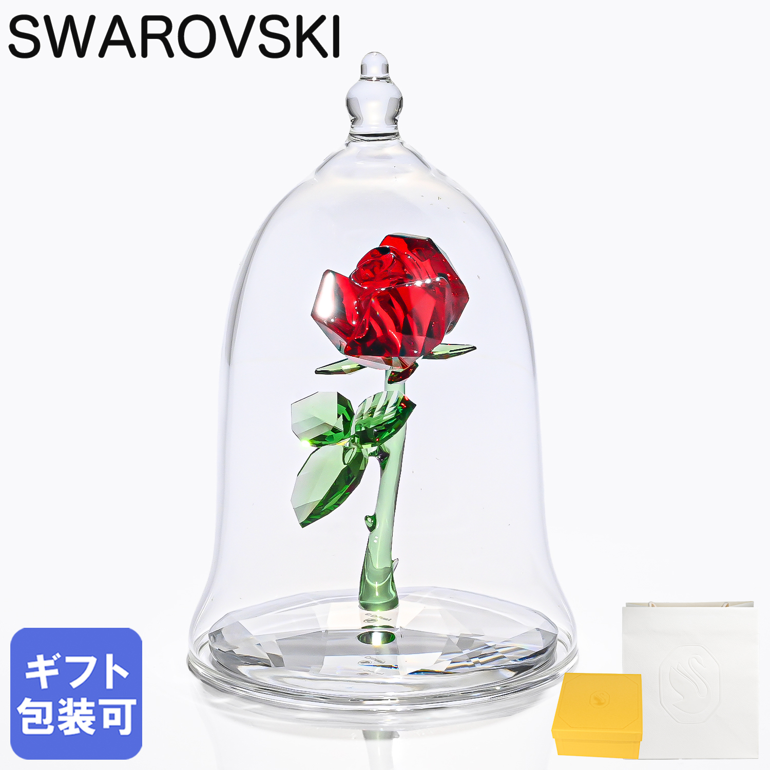 スワロフスキー SWAROVSKI クリスタルフィギュア 魔法のバラ Happy