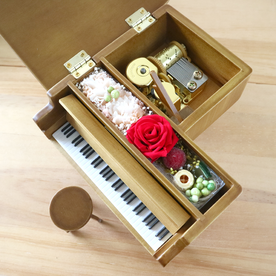 名入れ】人気曲オルゴール・ミニアンティークグランドピアノ