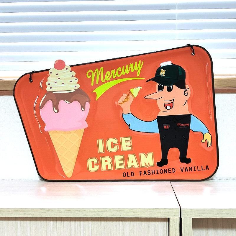 ブリキ看板 MERCURY アイスクリーム メタルサイン 可愛い アメリカン
