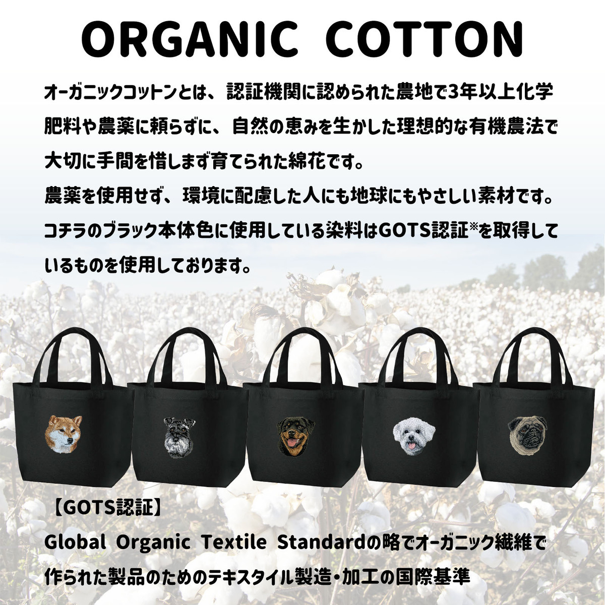 お散歩バッグ トートバッグ ブラック 名前 名入れ 刺繍 刺しゅう 名