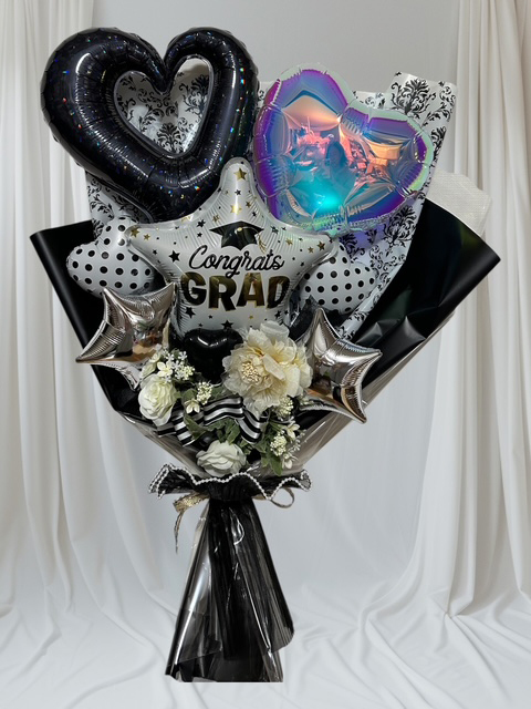 モノトーンバルーンブーケ ハート バルーンブーケ 卒業式プレゼント