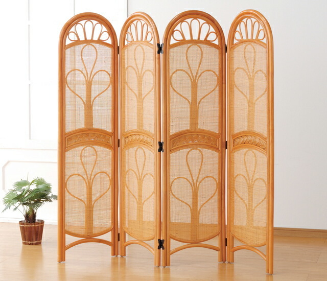 パーテーション 衝立 目隠し 間仕切り スクリーン 3連 天然籐 ラタン