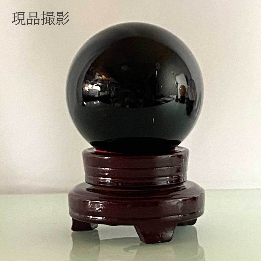 天然ブラックオブシディアン 丸玉 10cm 台座付き｜黒曜石スフィア 原石