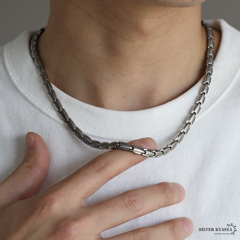 純チタン製 磁気ネックレス シルバー Titanium スポーツ チタン