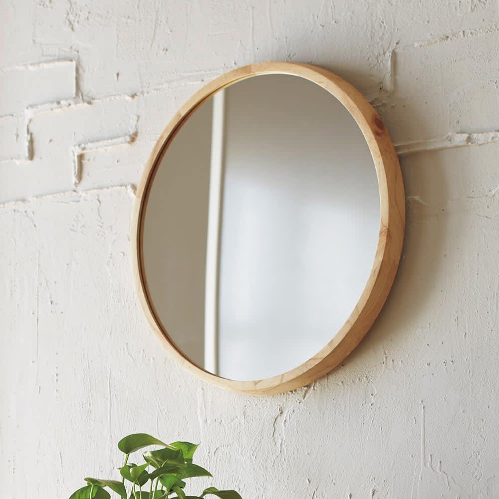 Bottona/ボットナ 天然木壁掛けミラー・ウォールミラー 径46.5cm 通販