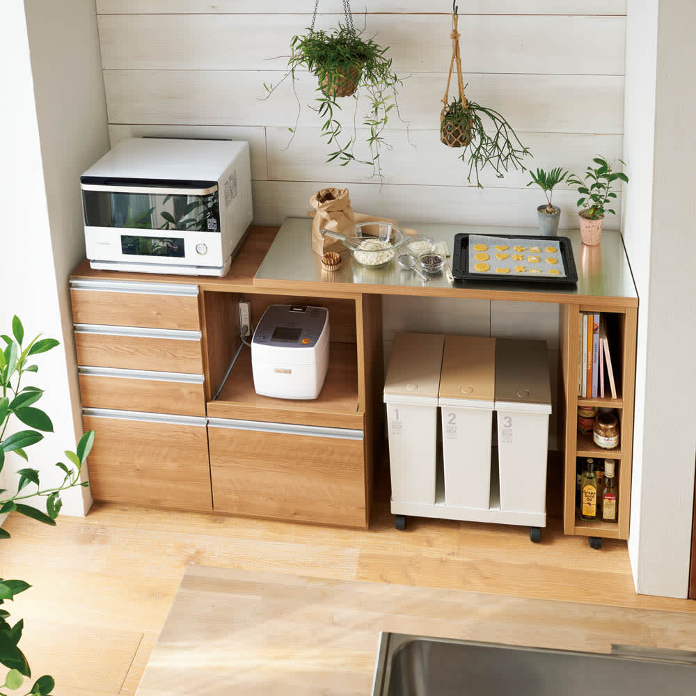 簡単に幅調節可能！スライド伸長式カウンター幅119〜182cm 家電タイプ