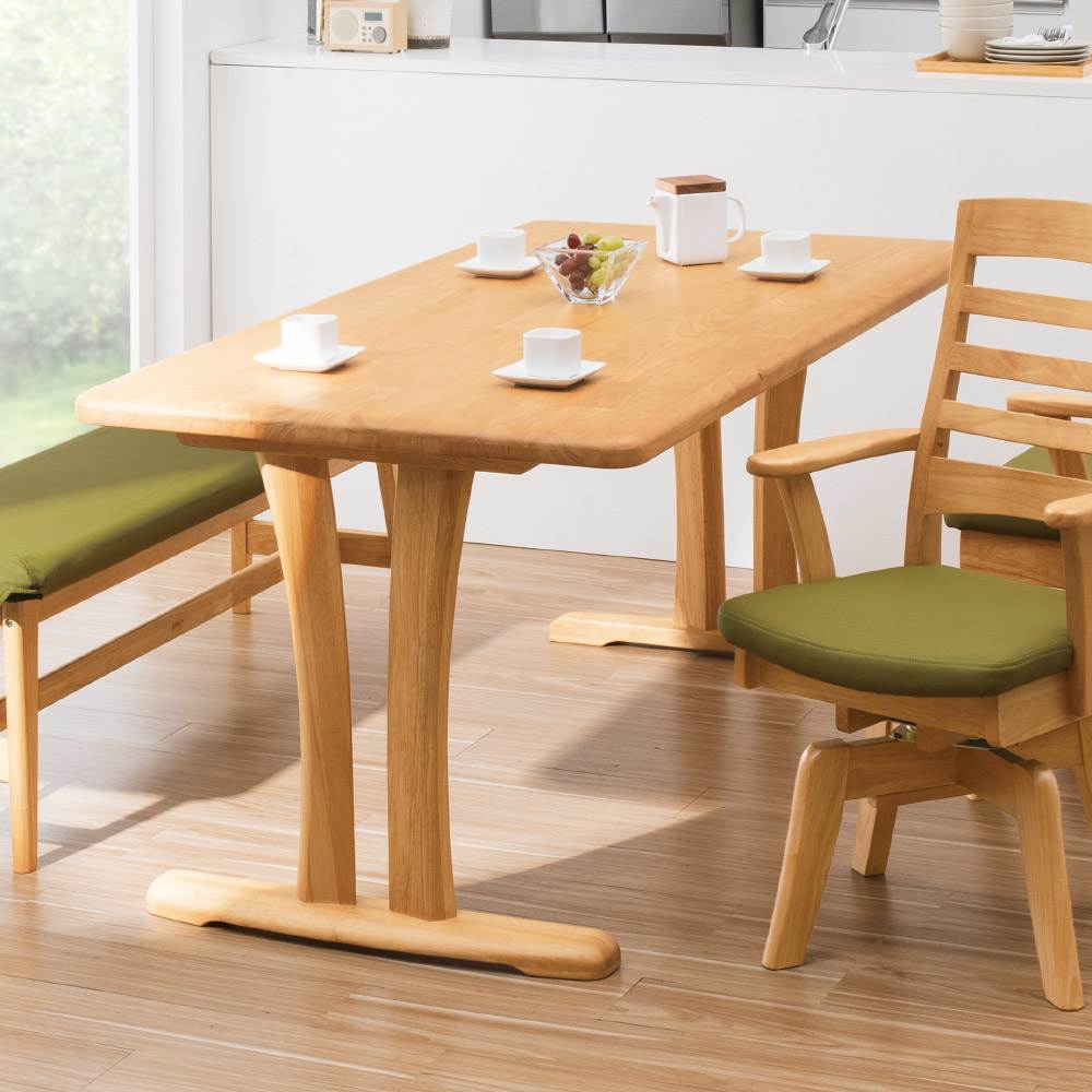 角丸優しいダイニングテーブル 2本脚 幅165奥行85cm 通販 - ディノス