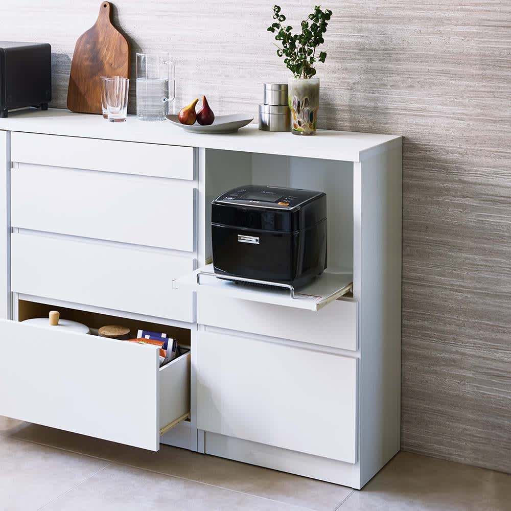 組み合わせ自在の薄型人工大理石天板カウンター 家電収納（幅45cm/幅