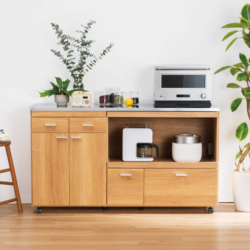 家電たっぷり収納ステンレス天板カウンター 幅149.5cm 通販 - ディノス