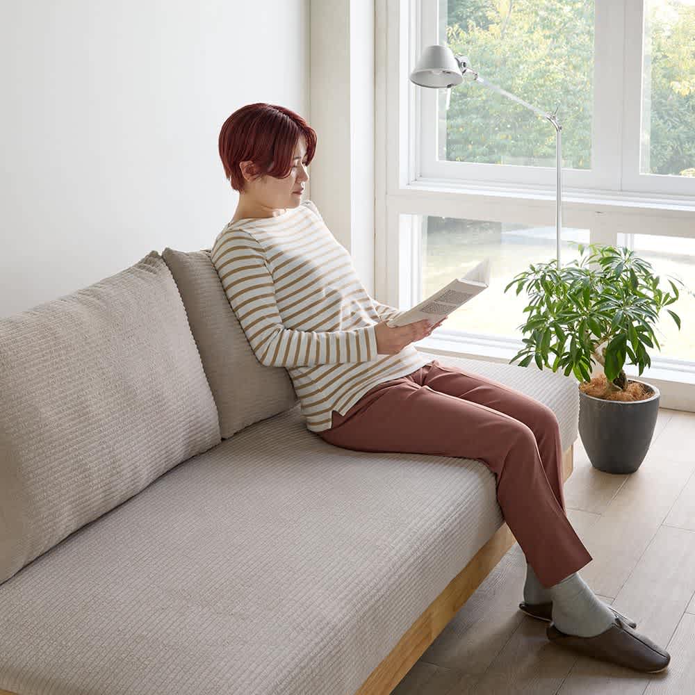 北欧風コーデュロイソファベッド 幅189cm 通販 - ディノス