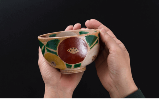 波佐見焼】魯山人写椿 大鉢 /抹 茶碗 セット（桐箱入） どんぶり