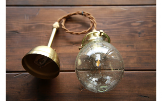 琉球ガラス工房 硝子家すずめ】吊り下げランプ＜泡クリア＞ 〇 伝統