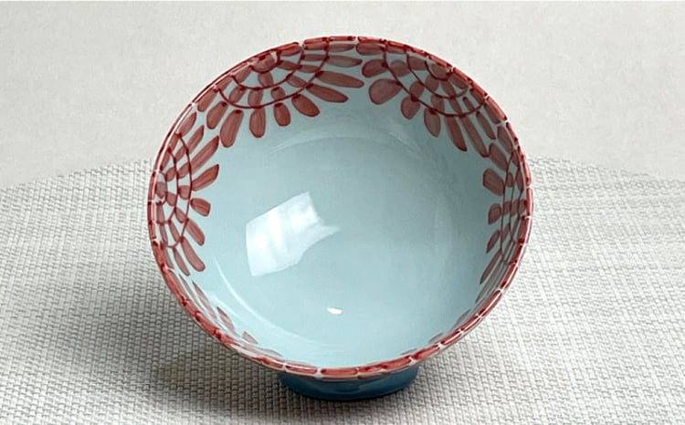 波佐見焼】 タコ唐草 夫婦 茶碗・箸置き 縁起のいい柄シリーズ 青と赤