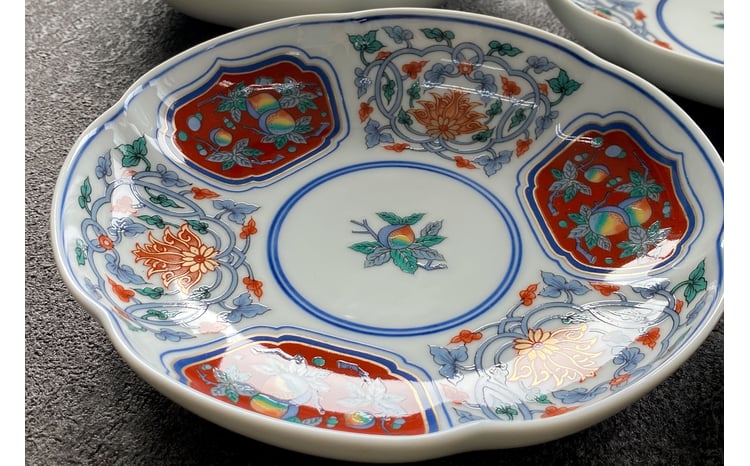 有田焼 其泉 草花果実文 銘々皿 16cm 4枚セット【 賞美堂本店】器