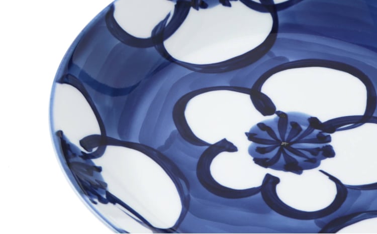 源右衛門窯 染付梅絵 深皿 器 食器 皿 カレー皿 パスタ皿 有田焼 A27-8