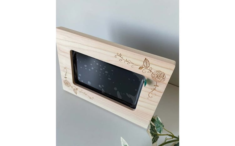 木製デジタルフォトフレームバラのイラスト入り_ 写真 フレーム フォト