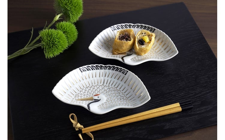 有田焼 錦鶴絵 鶴型 銘々皿 2枚セット【丸兄商社】食器 器 うつわ 皿