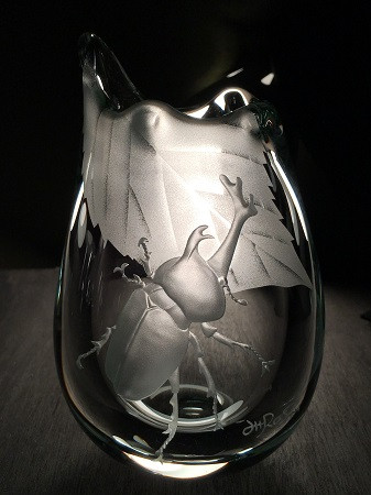 香川県善通寺市の彫刻硝子のグラス・花器！ ガラス工芸作家・東條裕志