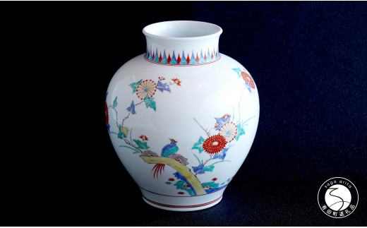 有田焼 十三代柿右衛門窯作 花瓶 菊鳥文 伝統工芸 丸兄商社 A2200-7