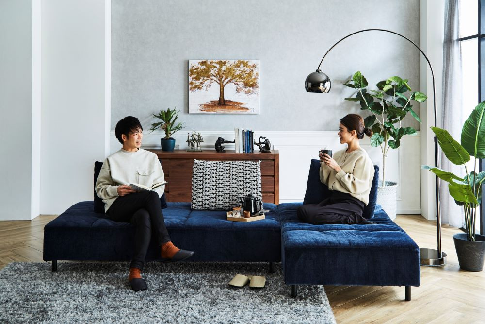 ソファ 2人掛け NESSO（ネッソ） TYPE D ソファ ネイビー グレー