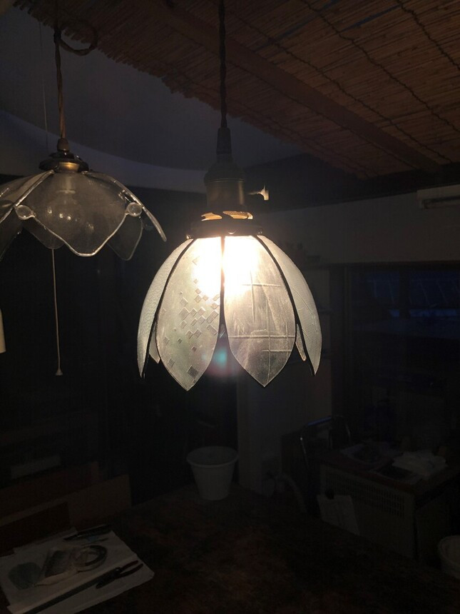 レトロ昭和ガラスのランプシェード（8面体） | レトロ 昭和レトロ