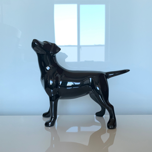 ✯ 漆黒 ダークサイド 高級 バカラ ラプラドール 黒犬 クリスタル 置物