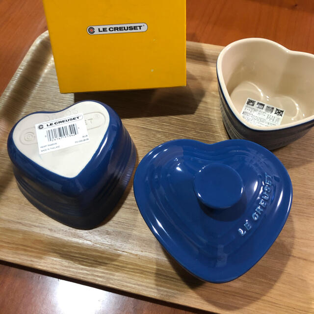 LE CREUSET - ルーゼ ル・クルーゼ ブルー ハート ココット 3点セット