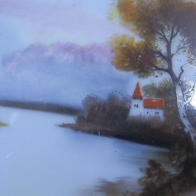 オールドノリタケ 皿 湖水風景 夕暮れ時 21x25x7 cm 1910年の通販