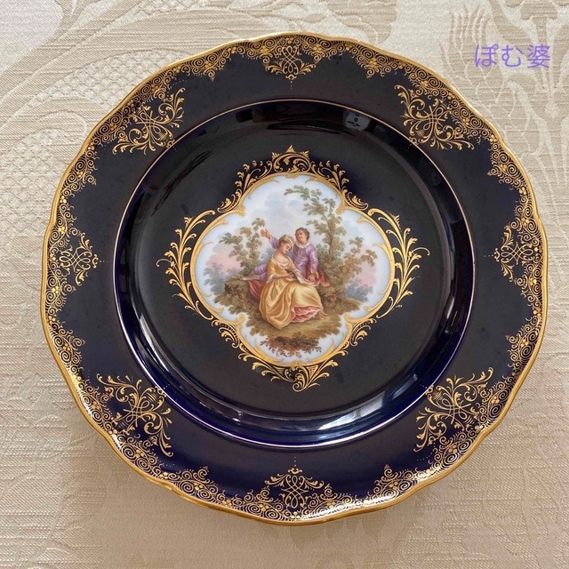MEISSEN - 【古マイセン】恋人文／コバルト 22金彩 皿 プレートの通販