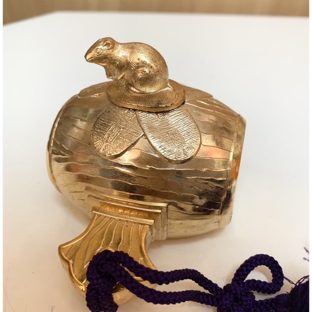 LUKEVI-☆匿名配送 山口銀行 黄金ネズミ貯金箱 打出の小槌 開運招福