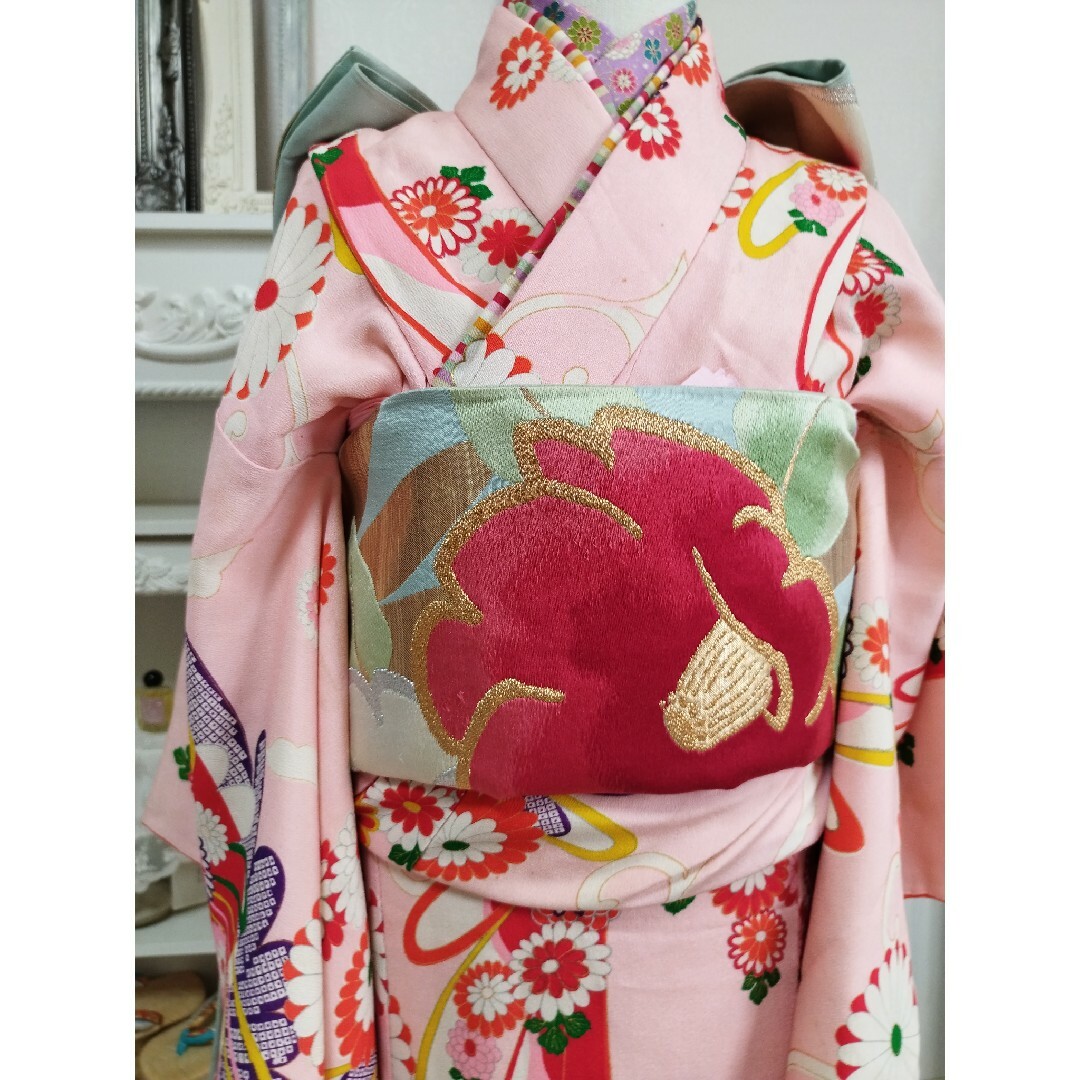 アンティークくすみブルーのだらりの帯☆作り帯の通販 by しの｜ラクマ