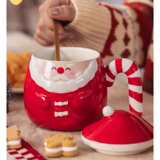 マグカップ 蓋付きクリスマス コップ サンタクロースティーカップ 陶器
