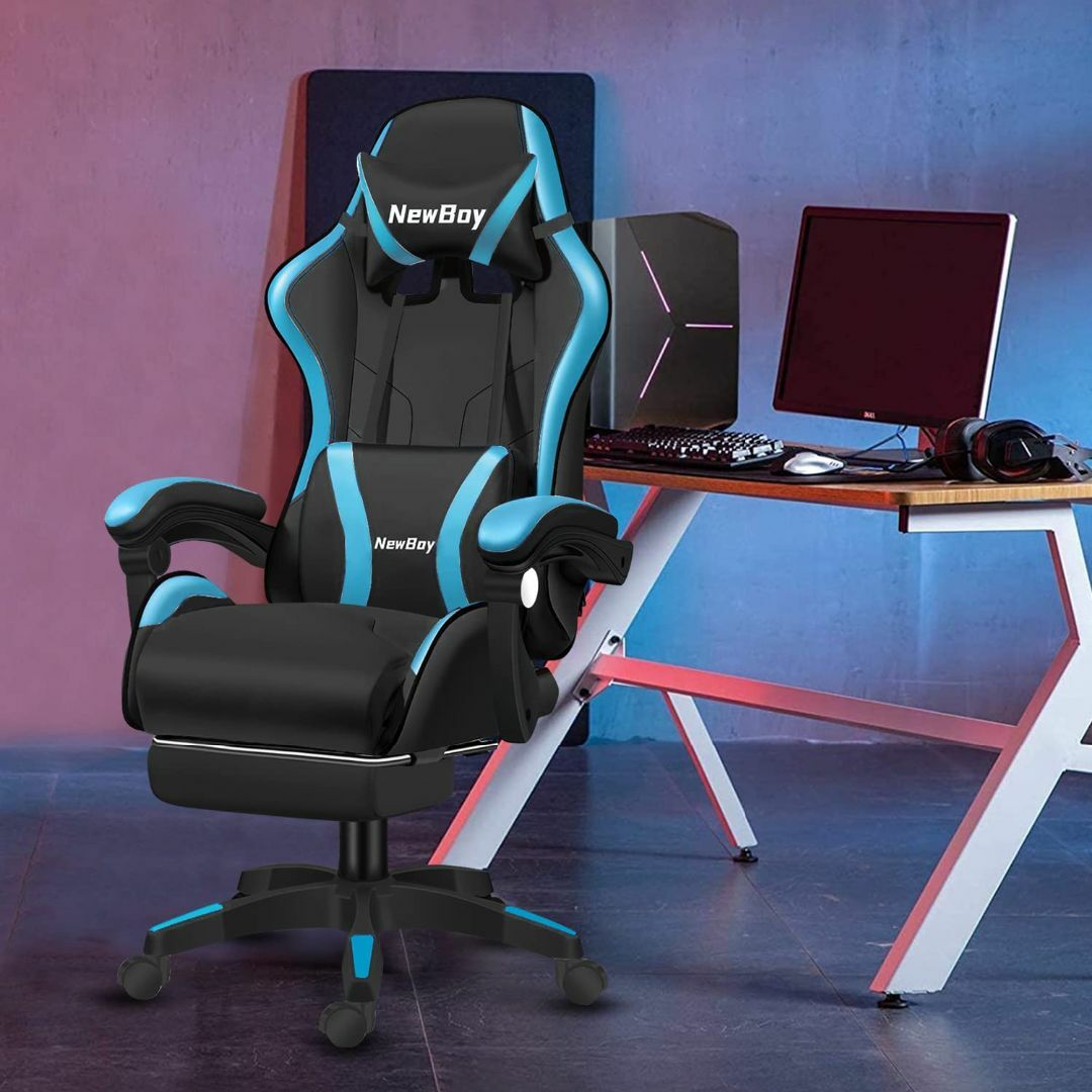 色:黒と青_スタイル:ゲーミングチェア】GTBoy ゲーミングチェア