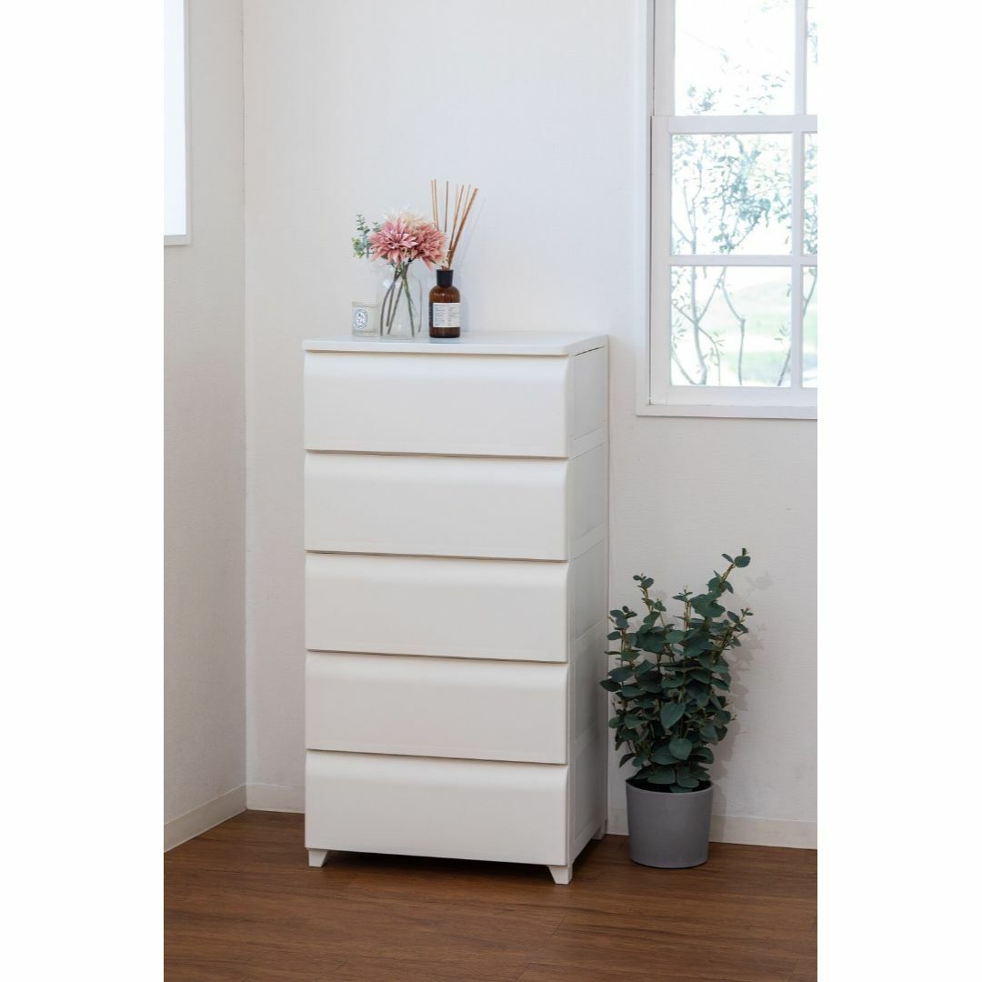 PES CST収納チェスト5段ナチュラル＊ホワイト幅56㎝
