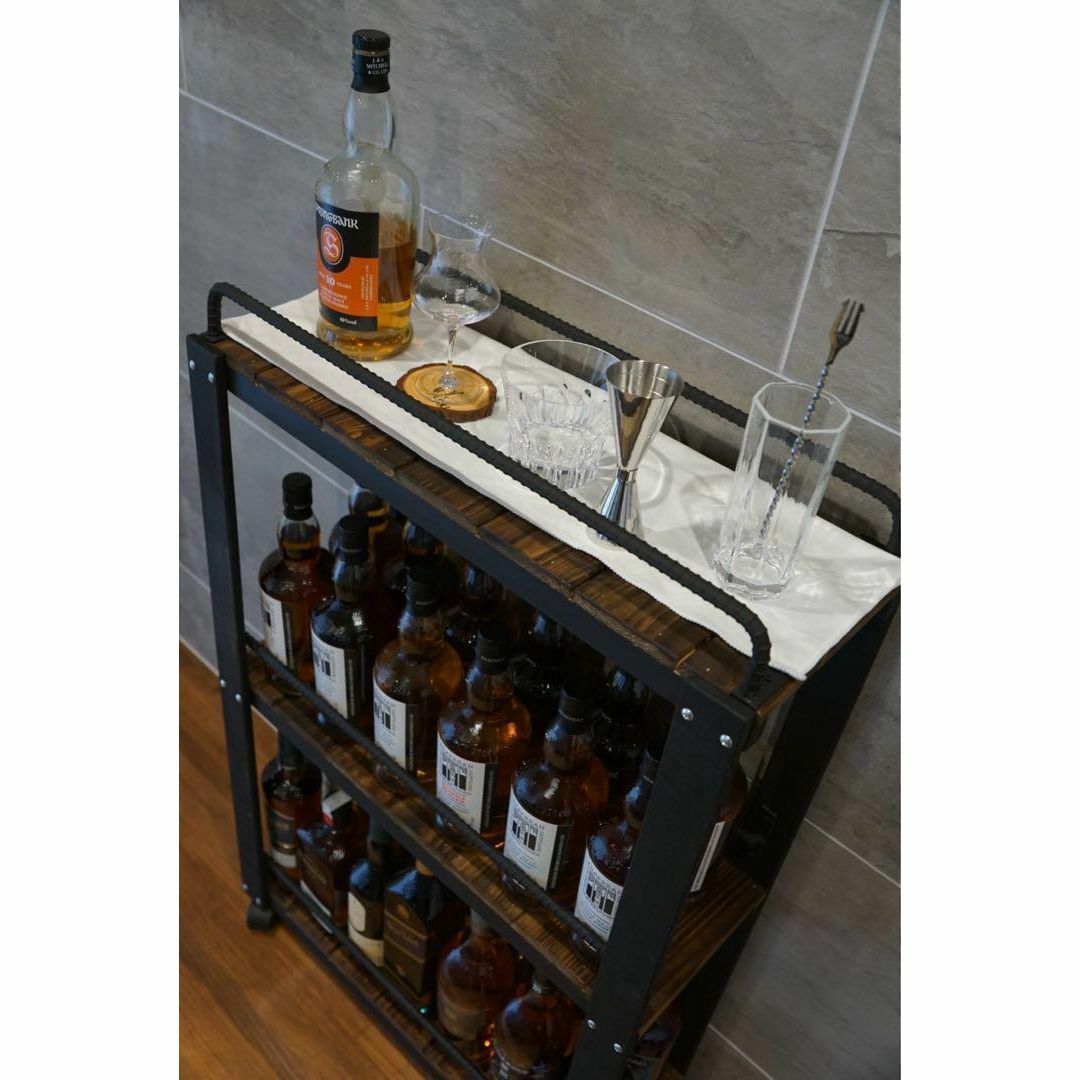 ウィスキーラック ワゴンタイプ 男前インテリア 棚 606の通販 by